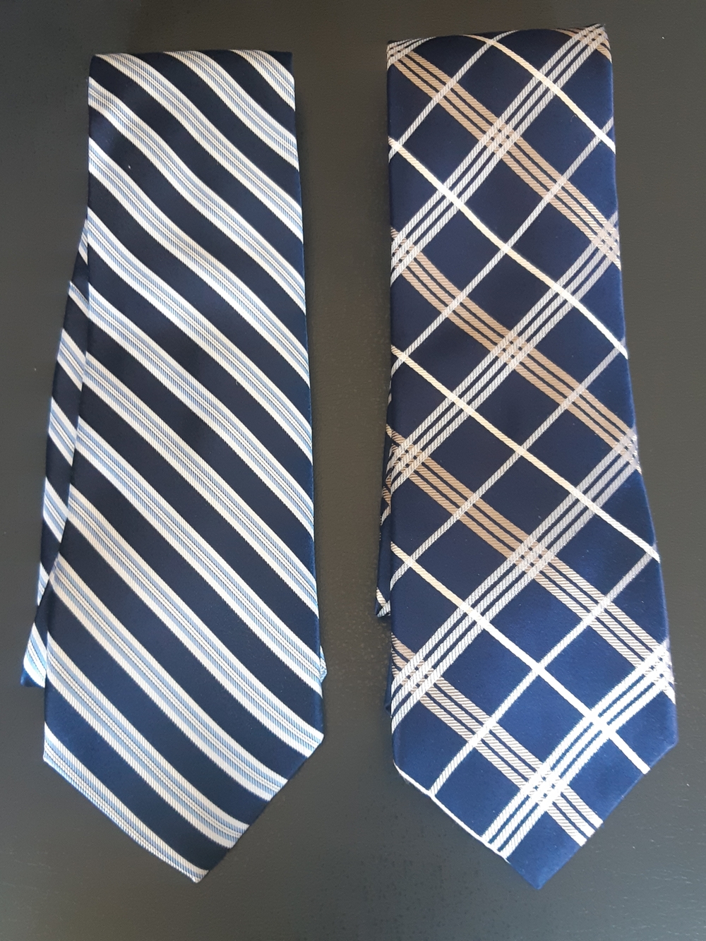 2 Nautica Navy Blue Striped and Plaid Silk Ties